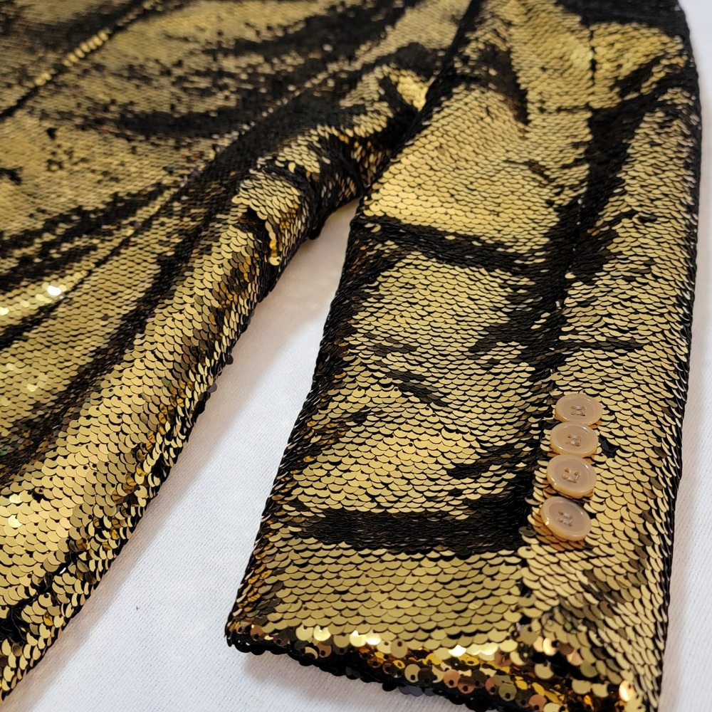 NWT Coofandy Sequin Blazer Gold Men's S Disco Glam Party Nightclub Performance - Picture 8 of 10